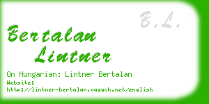 bertalan lintner business card